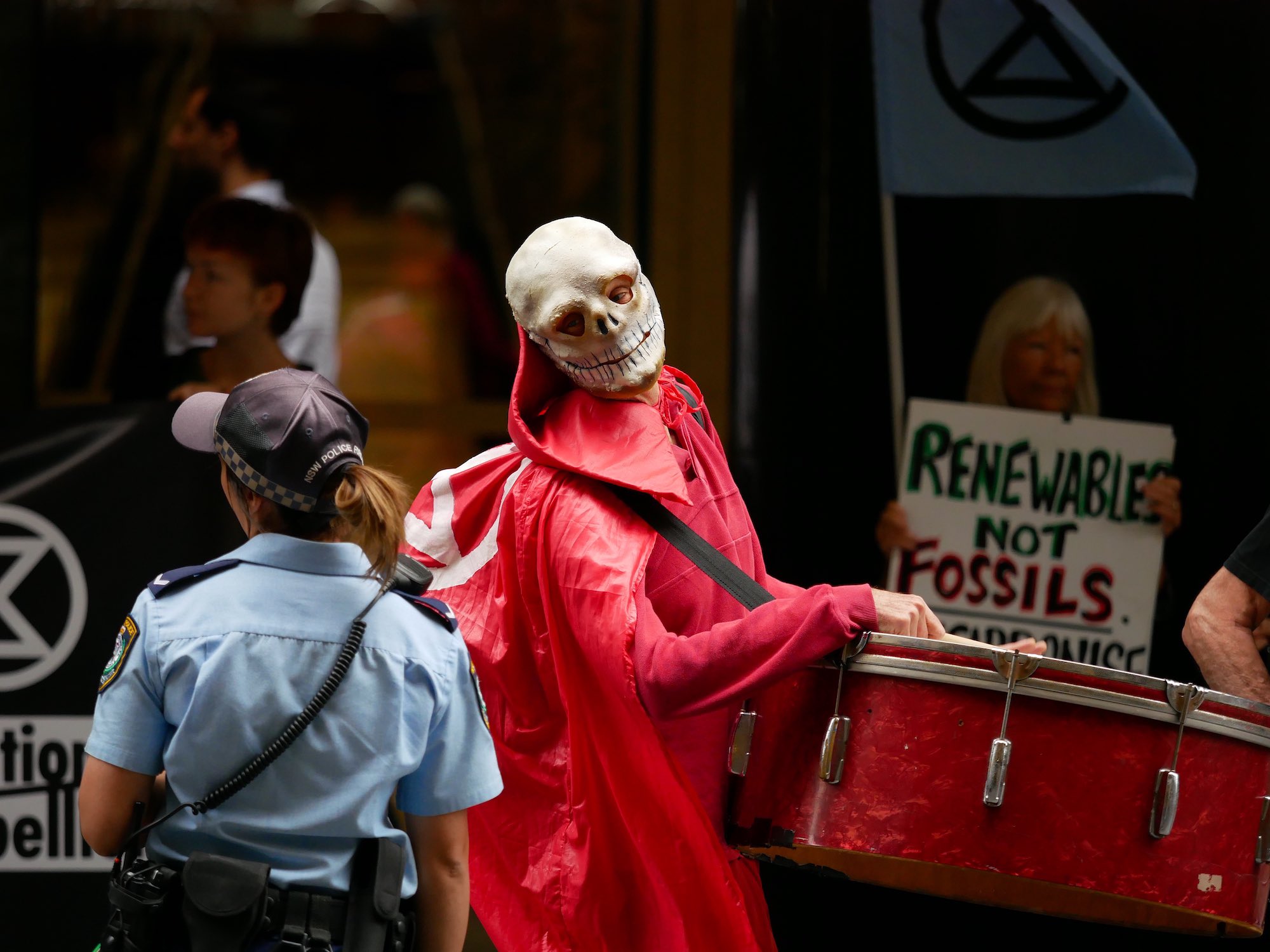 Sydney, Australia. Rebels block the National Australia Bank & tell it not to nab their future.
